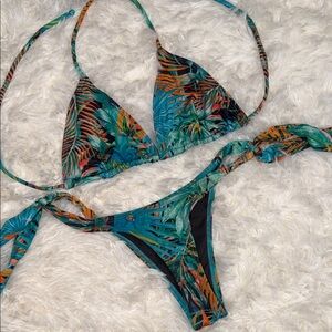 Brazilian Thong Tropical Print Bikini Set